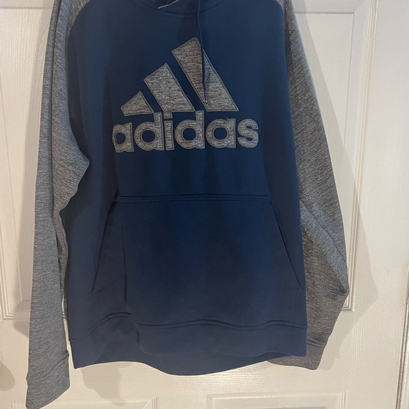Adidas Navy and Heather Gray Men's hoodie - Picture 1 of 6
